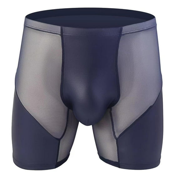 Zynviq Blue Men Underwear Stretch See Through Athleisure Mesh Solid Boxer Briefs Men Briefs,XXL