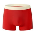 thumbnail image 1 of Zynviq Breathable Men Underwear Cotton Red Elastic Waist No Ride Up Boxer Briefs Briefs for Men,M, 1 of 2