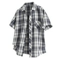 thumbnail image 1 of Zynviq Button Down Mens Summer Shirts Plus Size Short Sleeve Casual Striped Shirts Tops for Men L, 1 of 5