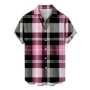 Zynviq Mens Shirts Big And Tall Short Sleeve Button Up Plaid Shirts Golf Polo Shirts For Men