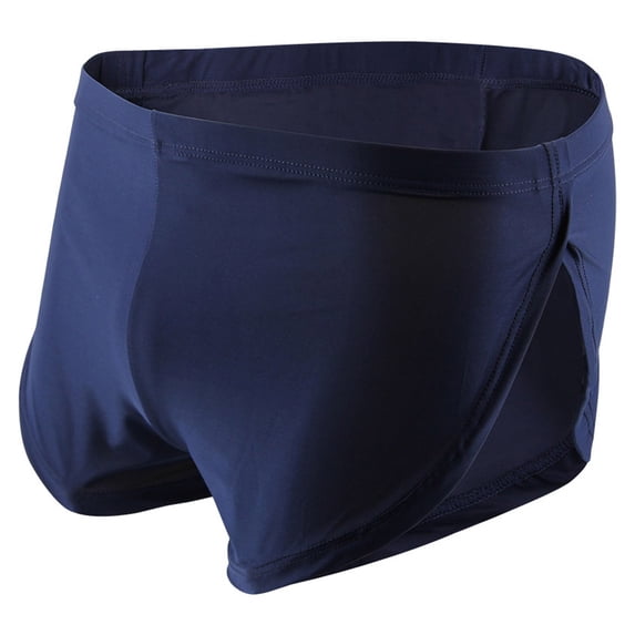 Zynviq Casual Underwear Men Blue Athletic Elastic Waist Split Sides Solid Boxer Briefs Men's Briefs,M