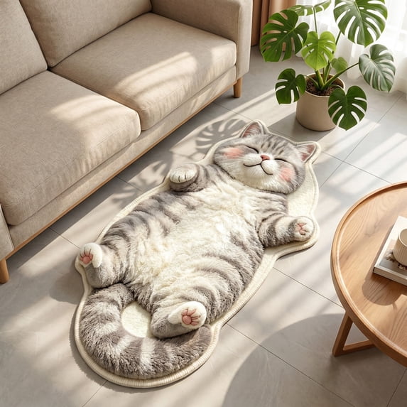 Zynviq Cat Area Rugs 15.7" X 47.3" Throw Rug Animals Flock Multicolor Washable Novelty Small Rug for Kitchen