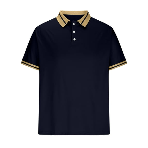 Zynviq Collared Summer Mens Shirt Short Sleeve Athletic Color Block Running Button up Tennis Shirts Mens Tops XL