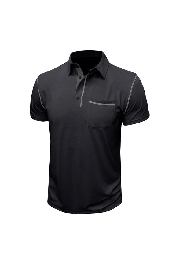 Cotton Mans Shirts Short Sleeve Relaxed Fit Solid Collared Pocket Po-lo Shirts 2025 Mens Tops L