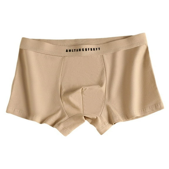 Zynviq Cotton Men's Underwear Brown Mid Rise Breathable Solid Boxer Briefs Men Underpants,4XL