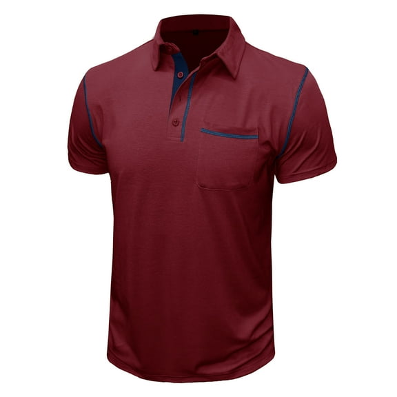 Zynviq Cotton Mens Tee Shirt Relaxed Fit Short Sleeve Solid Collared Pocket Po-lo Shirts Men Trendy Tops S