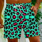 Zynviq Drawstring Short for Men on Clearance Leopard Print Beach Shorts Cargo Short Pants for Men