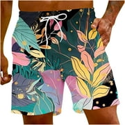 Zynviq Drawstring Shorts Men Hawwian Print Beach Shorts Workout Shorts