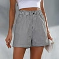 thumbnail image 1 of Zynviq Elastic Waist Woman Shorts Comfy Cotton Linen Straight Leg Striped Shorts Women Shorts 2X, 1 of 6