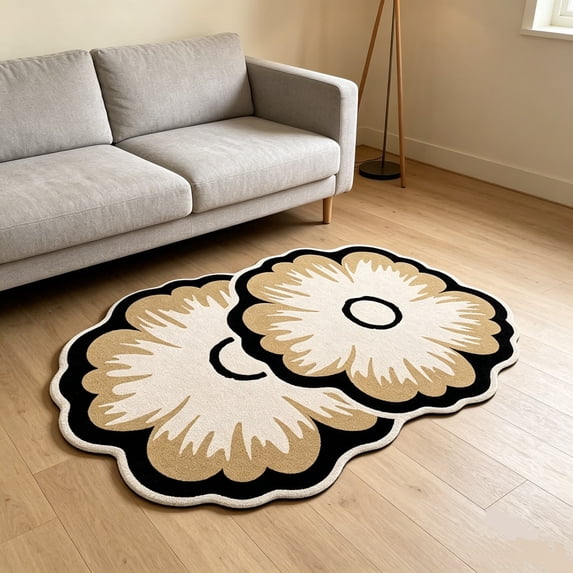 Zynviq Flower Area Rugs 23.6" X 15.7" Throw Rug Polyester Novelty Multicolor Washable Small Rug for Bedroom
