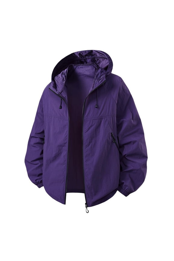 Full Zip Men Jackets Lightweight Windbreaker Hooded Long Sleeve Solid Jacket Men's Coats Winter,XL