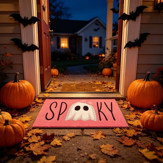 Zynviq Halloween Area Rugs 23.6" X 15.7" Ghost Throw Rug Polyester Washable Rectangular Multicolor Small Rug for Dorm