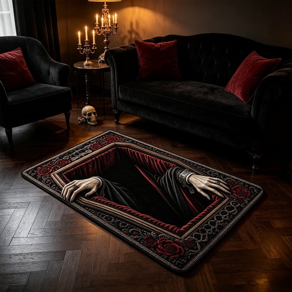 Zynviq Halloween Area Rugs Ghost Hand 15.7" X 23.6" Throw Rug Polyester Black Rectangular Washable Small Rug for Kitchen