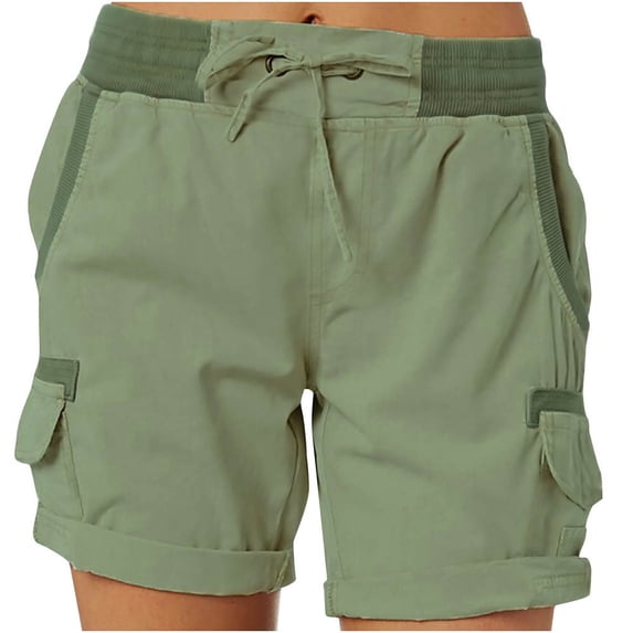 Zynviq High Rise Shorts for Women 2025 Cotton Drawstring Solid Elastic Loose Fit Cargo Shorts Women Shorts XL