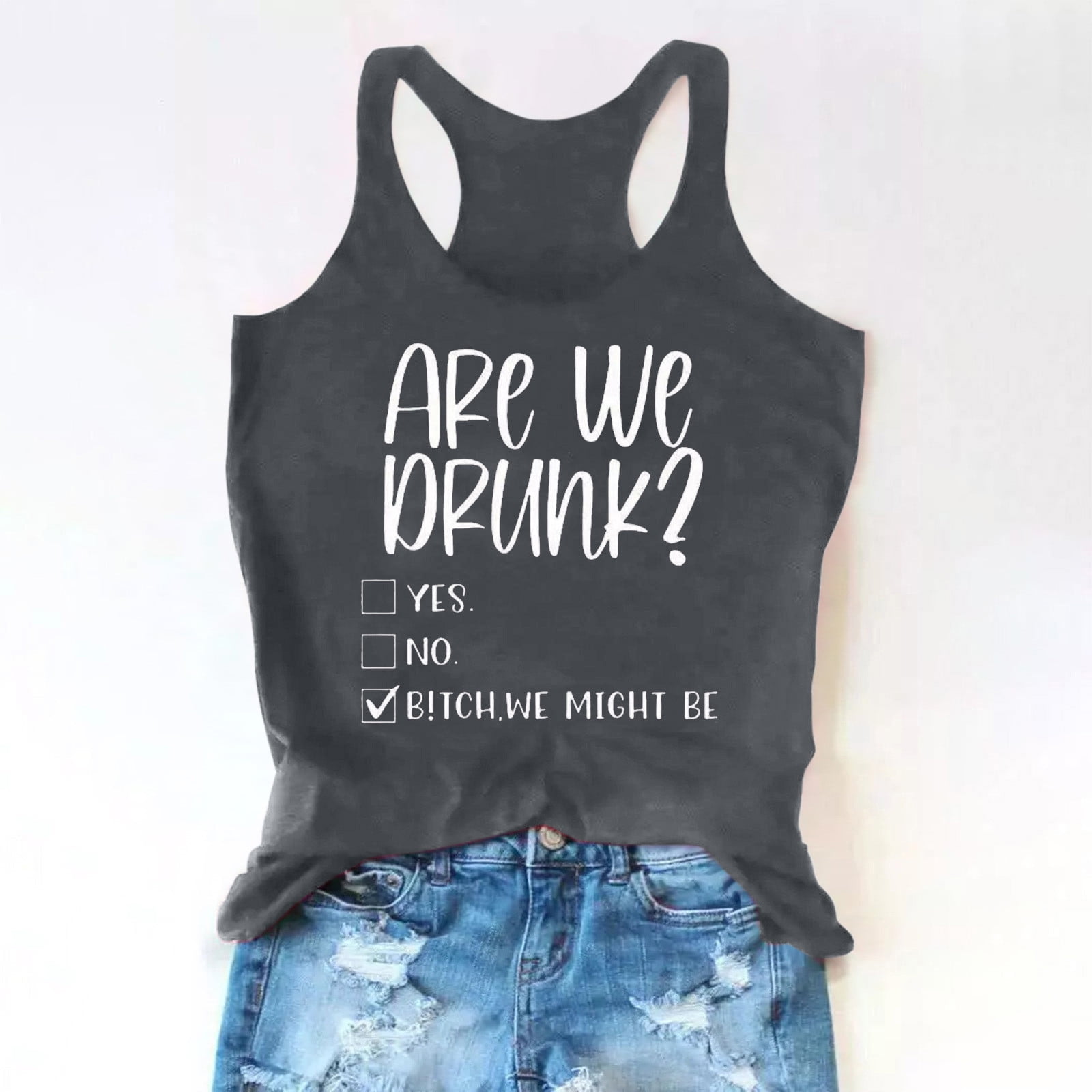 Beaches & Besties Racerback Tank Top - Funny Sunglasses Graphic Summer Shirt For Women
