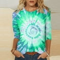 thumbnail image 1 of Zynviq Ladies Spring Tops 3/4 Sleeve Casual Green Loose Fit Graphic Crew Neck T Shirts Lady Shirts L, 1 of 4
