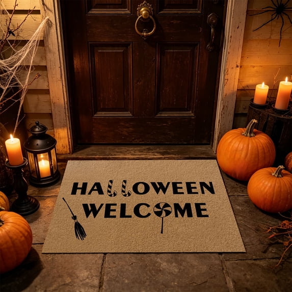 Zynviq Letter Area Rugs 23.6" X 15.7" Halloween Throw Rug Polyester Rectangular Washable Brown Small Rug for Family Room