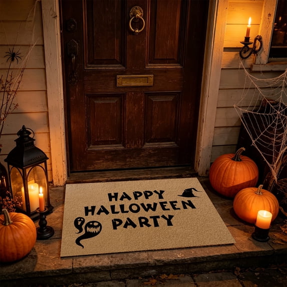 Zynviq Letter Area Rugs 23.6" X 15.7" Halloween Throw Rug Polyester Washable Rectangular Brown Small Rug for Dining Room