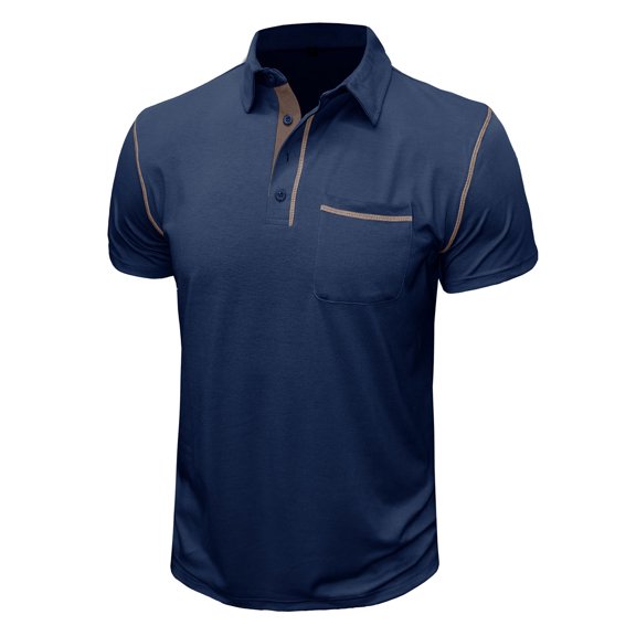 Zynviq Men Shirts Relaxed Fit Cotton Short Sleeve Pocket Collared Solid Po-lo Shirts Fashion Tops for Men XL