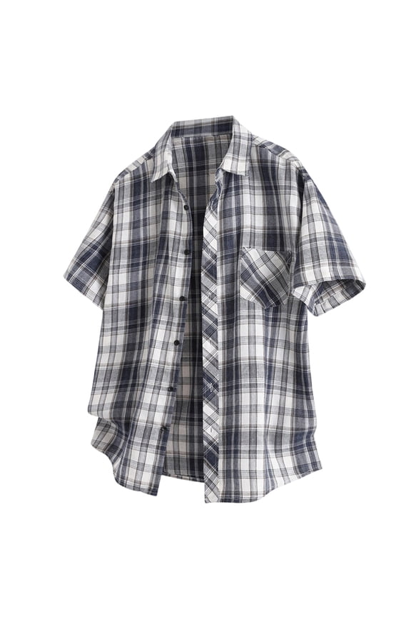 Men Tee Shirts Plus Size Short Sleeve Button Down Striped Casual Shirts Men Tops XXL