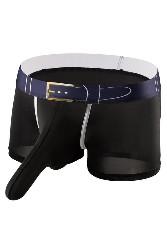 Men Underwear Separate Pouch Athletic Black Breathable Soft Solid Boxer Briefs Underpants for Man,L