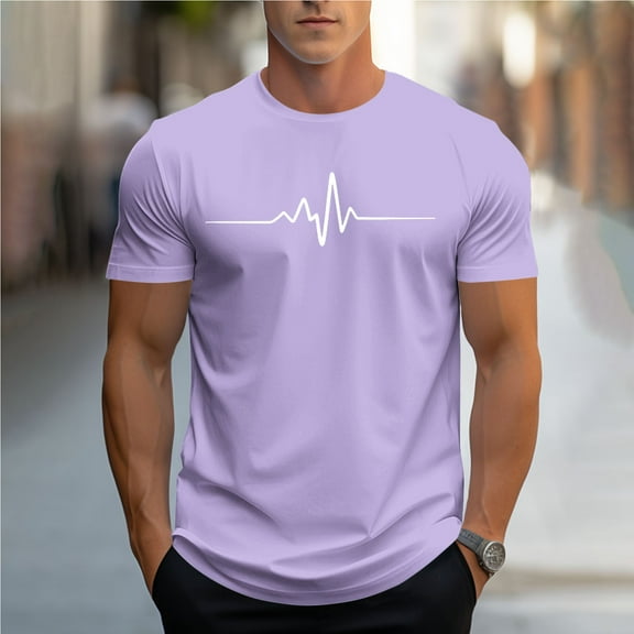 Zynviq Men's Shirts Purple Short Sleeve Hawaiian Printed Active Casual Graphic Tee Shirt Men's Tops M