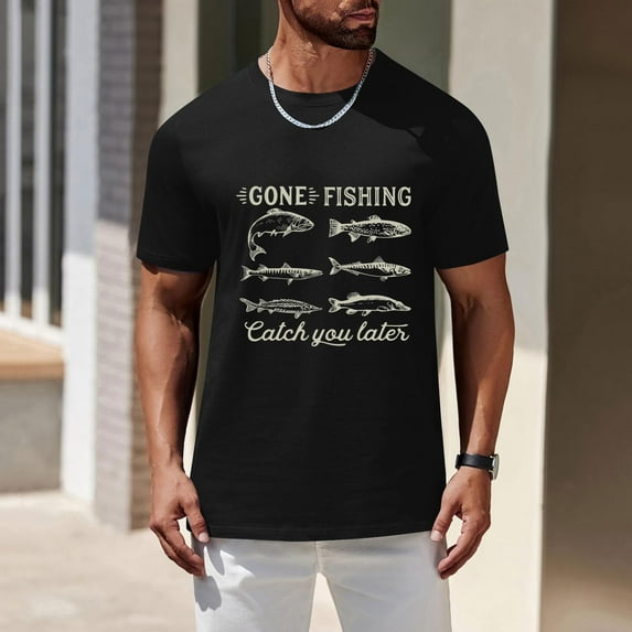 Zynviq Men's Tees Short Sleeve Relaxed Fit Soft Funny Fish Printed Graphic Tees Mens Trendy Tee Tops XXL