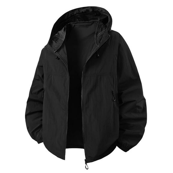Zynviq Mens Jackets Casual Lightweight Full Zip Windbreaker Long Sleeve Hooded Solid Jacket Mens Fall Coats,3XL