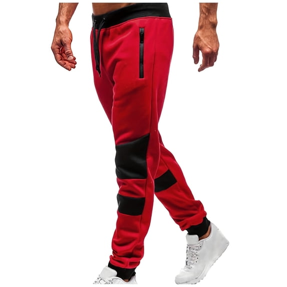Zynviq Mens Pants Athletic Drawstring Color Block Elastic Waist Jogger Workout Sweatpants 2025 Trendy Mens Trousers,M