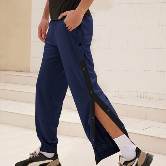 Zynviq Mens Pants Tear Away Open Bottom Side Split Post-Surgery Color Block Jogger Sweatpants Men's Pants under $15,L