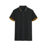 Zynviq Shirts for Man Black Short Sleeve Solid Polo Shirts Plus Size Shirts for Men L