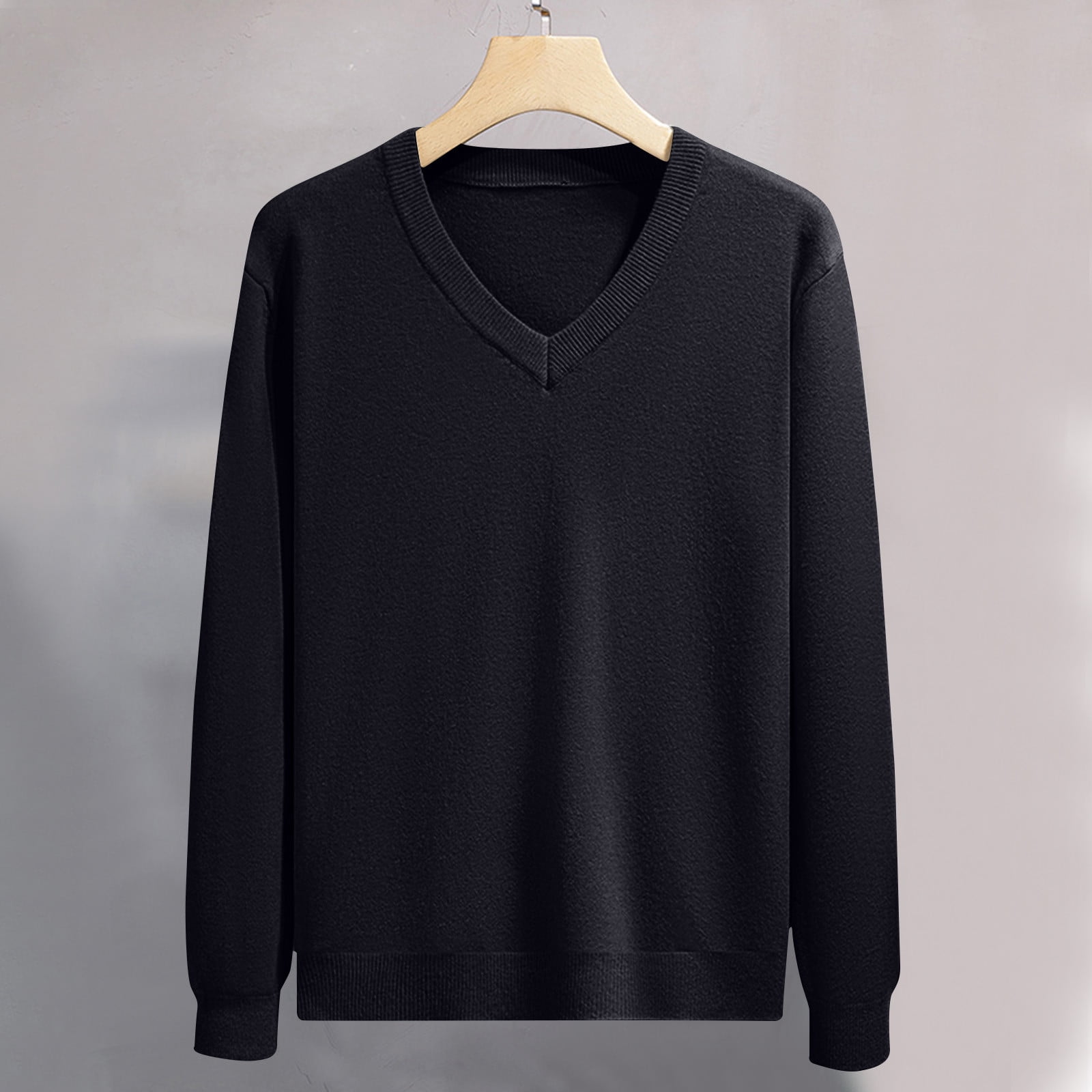 Original British Police Sweater - Men's Black V-Neck Pullover With Reinforced Elbows, Epaulets & Arm Pocket