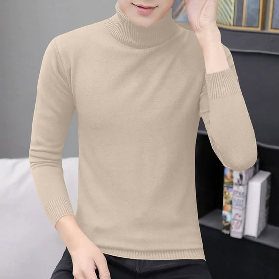 Zynviq Mens Sweaters Sale Yellow Turtle Neck Long Sleeve Slim Solid Sweaters Winter Sweaters for Men 2024 XXL