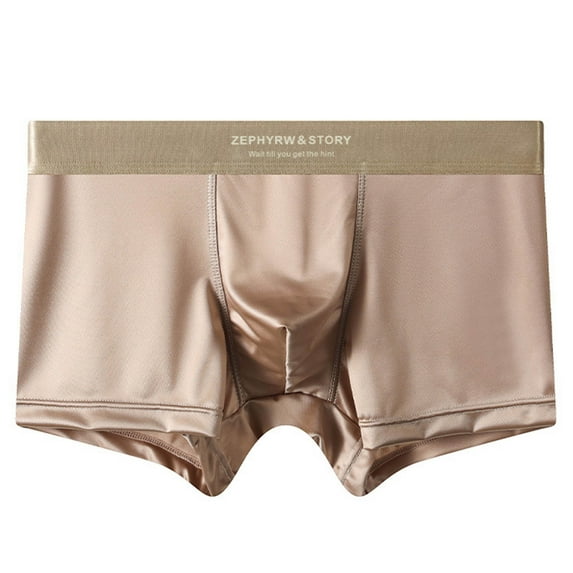 Zynviq Mens Underwear Seamless Breathable Yellow Elastic Solid No Fly Boxer Briefs Underpants for Man,L