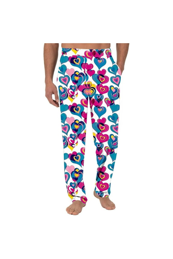 Mens Nightwear Pants Elastic Waist Loose Fit Straight Leg Pajama Pants Pants for Men M