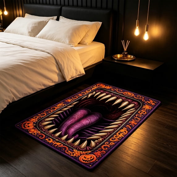 Zynviq Mouth Area Rugs Halloween 15.7" X 23.6" Throw Rug Polyester Washable Rectangular Multicolor Small Rug for Kitchen