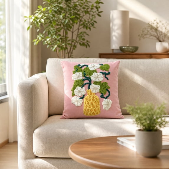 Zynviq Multicolor Pillow Covers 18x18inch Couch Pillow Covers Decorative Flower Square Polyester with Zipper