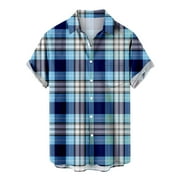 Zynviq Nice Shirts For Men Button Up Short Sleeve Plaid Shirts Polo Tee Shirts For Men
