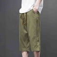 thumbnail image 1 of Zynviq Pants for Men Elastic Waist Drawstring Capri Loose Cropped Pants Men Stylish Pants，XXXL, 1 of 6