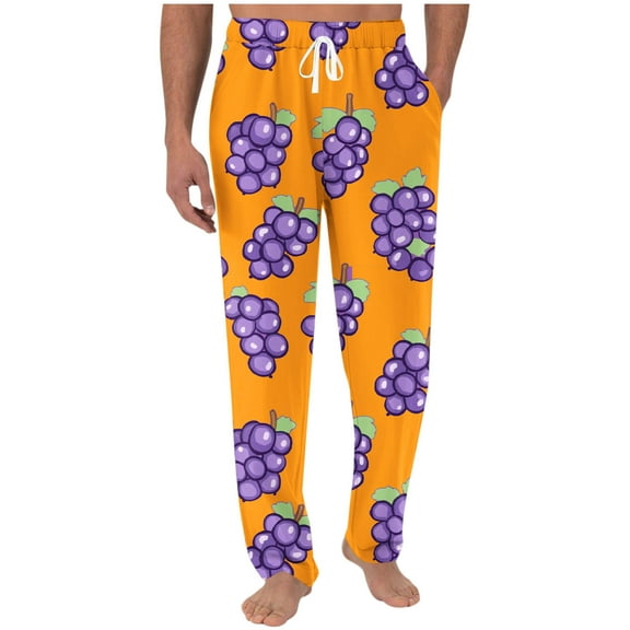 Zynviq Pants for Mens Holliday Elastic Waist Drawstring Lightweight Graphic Pajama Pants Trousers for Men M