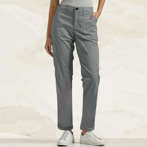 Zynviq Pants for Women Summer Zipper Work Straight Leg Twill Solid Flat Front Pants Trousers for Women,XL