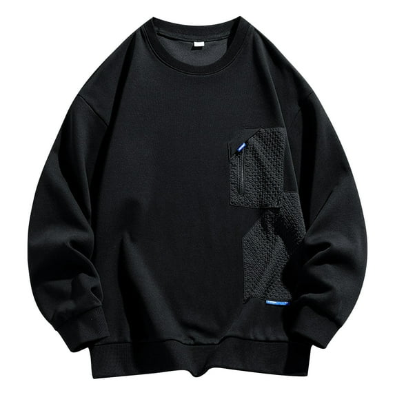 Zynviq Patchwork Sweatshirts Mens Plus Size Crew Neck Long Sleeve Active Solid Sweatshirts 2025 Tops for Men,L