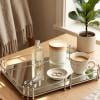 Small Rectangle Mirrior Zynviq Rectangular Silver Mirror Decorative Tray With Beaded Metal ...