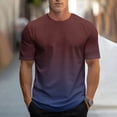 thumbnail image 1 of Zynviq Red Mens Shirt Short Sleeve Contrast Color Casual Gradient Color Active T Shirt Mens Tops Trendy L, 1 of 5
