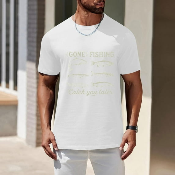 Zynviq Shirt for Men Short Sleeve Relaxed Fit Fish Printed Soft Funny Graphic Tees Summer Tee Tops for Men 2025 M