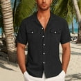 thumbnail image 1 of Zynviq Short Sleeve Shirts Mens Button Down Casual Loose Fit Solid Cargo Pocket Linen Shirts Men Tops Trendy L, 1 of 6