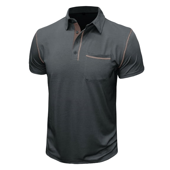 Zynviq Short Sleeve Tee Shirts Mens Cotton Relaxed Fit Pocket Collared Solid Po-lo Shirts Tops for Man L