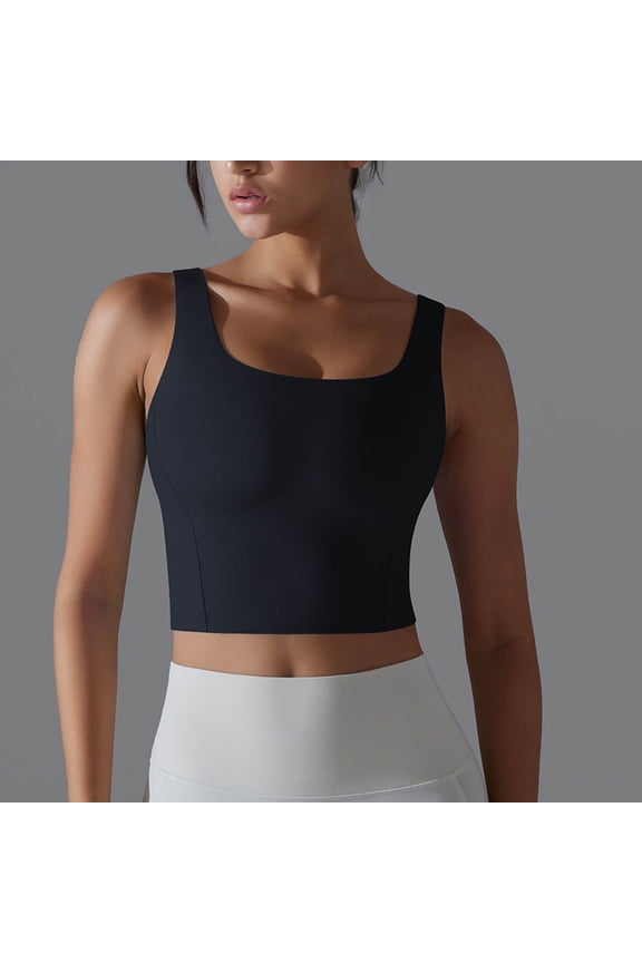Sleeveless Fancy Tops for Women Cropped Round Neck Yoga Shapewear Solid Tank Tops Shirt for Women M