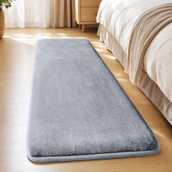 Zynviq Solid Color Area Rugs 15.7" X 47.3" Throw Rug Rubber Gray Washable Rectangular Small Rug for Dining Room