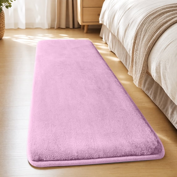 Zynviq Solid Color Area Rugs 15.7" X 47.3" Throw Rug Rubber Rectangular Pink Washable Small Rug for Coffee Table